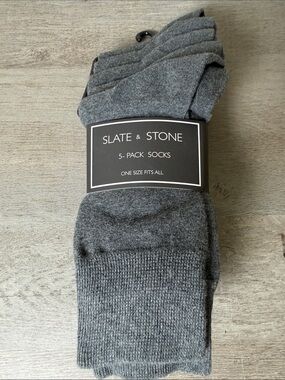 Slate & Stone Men's Heather Grey 5-Pack Crew Socks